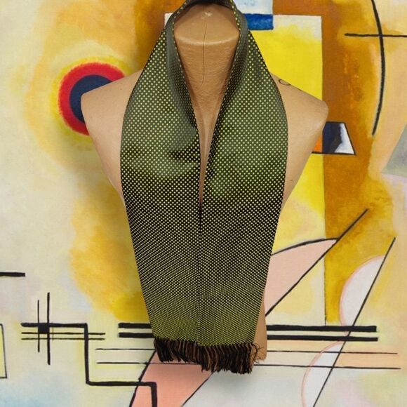 MEN'S FERRECCI PREMIUM SATINE POLKA DOT EVENING FORMAL WEAR SCARF GOLD/BLACK. - Picture 1 of 5